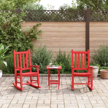  Rocking Chairs for Children 2 pcs Red Solid Wood Poplar