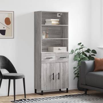  Highboard Grey Sonoma 69.5x34x180 cm Engineered Wood