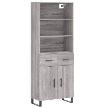  Highboard Grey Sonoma 69.5x34x180 cm Engineered Wood