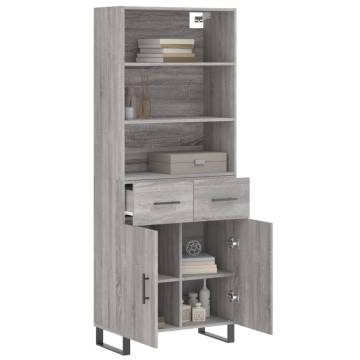  Highboard Grey Sonoma 69.5x34x180 cm Engineered Wood