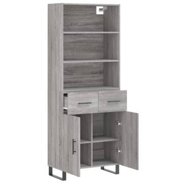  Highboard Grey Sonoma 69.5x34x180 cm Engineered Wood