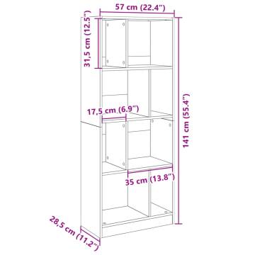  Bookcase Grey Sonoma 57x28.5x141 cm Engineered Wood