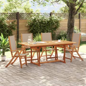  Folding Garden Chairs 4 pcs Solid Wood Acacia and Textilene