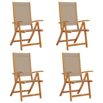  Folding Garden Chairs 4 pcs Solid Wood Acacia and Textilene