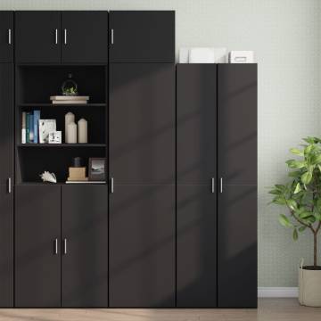  Slim Storage Cabinet Black 50x42.5x225 cm Engineered Wood