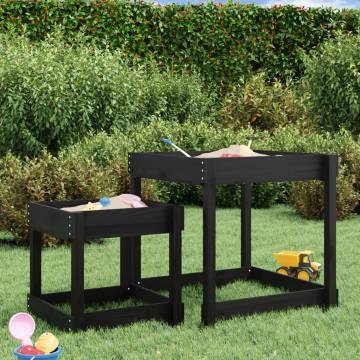 Sand Tables 2 pcs Black Solid Wood Pine