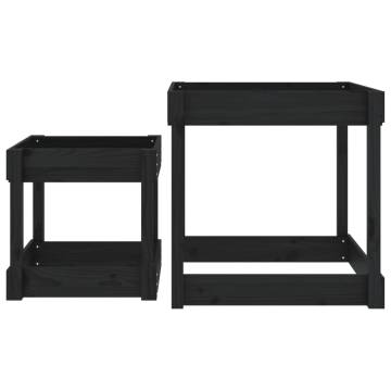 Sand Tables 2 pcs Black Solid Wood Pine