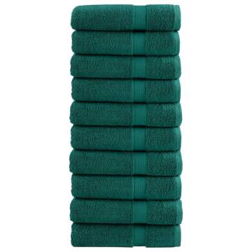  Premium Hand Towels SOLUND 10 pcs Green 50x100 cm 600 gsm