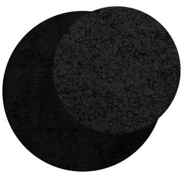 Shaggy Rug PAMPLONA High Pile Modern Black Ø 80 cm