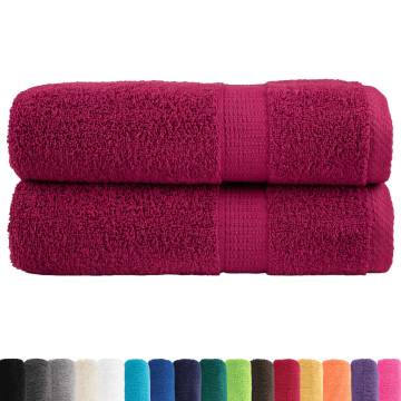  Premium Bath Towels SOLUND 2pcs Bordeaux 100x150cm 600gsm