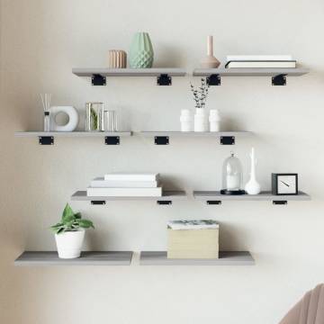 Wall Shelves 8 pcs Grey Sonoma 40x20x1.5 cm Engineered Wood