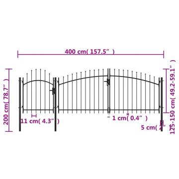  Garden Gate Steel 2x4 m Black