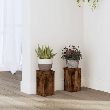  Plant Stands 2 pcs Smoked Oak 10x10x18 cm Engineered Wood