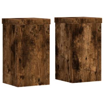  Plant Stands 2 pcs Smoked Oak 10x10x18 cm Engineered Wood