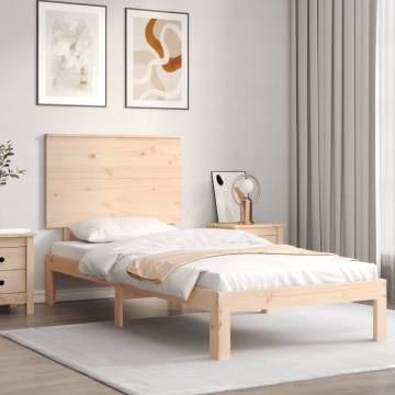 Bed Frame with Headboard 100x200 cm Solid Wood