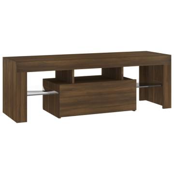 TV Cabinet with LED Lights Brown Oak 120x35x40 cm