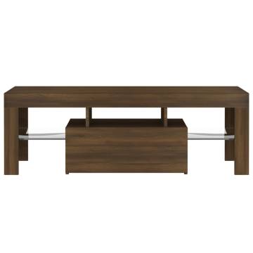 TV Cabinet with LED Lights Brown Oak 120x35x40 cm