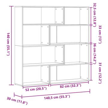  Corner Bookcase 4-Tier Sonoma Oak 85x85x140 cm Engineered Wood