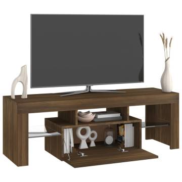 TV Cabinet with LED Lights Brown Oak 120x35x40 cm