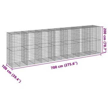  Gabion Basket with Cover 700x100x200 cm Galvanised Iron