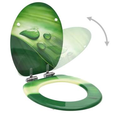 WC Toilet Seats with Soft Close Lid 2 pcs MDF Green Water Drop Design