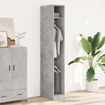  Wardrobe Concrete Grey 30x50x200 cm Engineered Wood