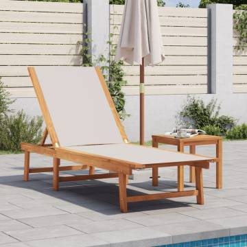  Sun Lounger Grey Solid Wood Acacia and Textilene