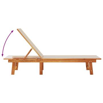  Sun Lounger Grey Solid Wood Acacia and Textilene