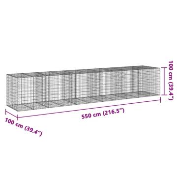  Gabion Basket with Cover 550x100x100 cm Galvanised Iron