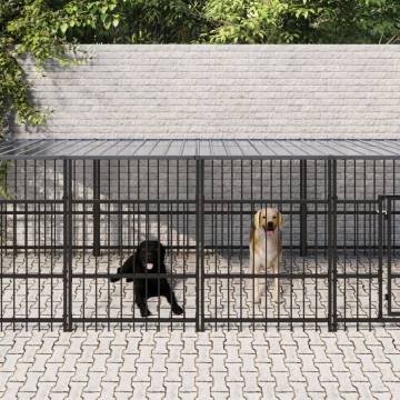  Outdoor Dog Kennel with Roof Steel 18.77 m²