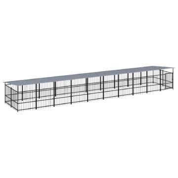  Outdoor Dog Kennel with Roof Steel 18.77 m²