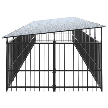  Outdoor Dog Kennel with Roof Steel 18.77 m²