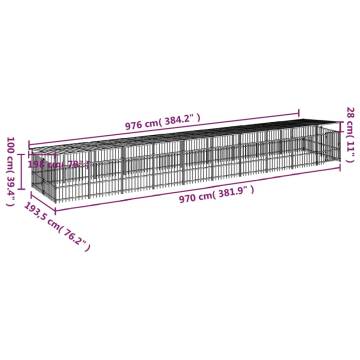  Outdoor Dog Kennel with Roof Steel 18.77 m²