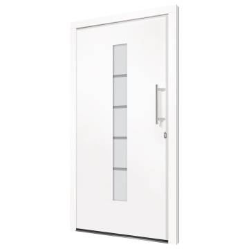  Front Door Aluminium and PVC White 110x210 cm