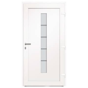  Front Door Aluminium and PVC White 110x210 cm