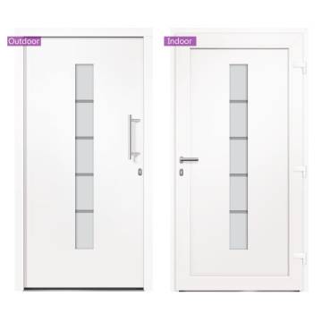  Front Door Aluminium and PVC White 110x210 cm