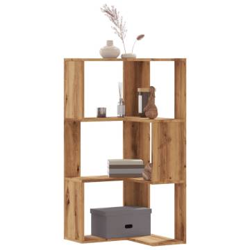  Corner Bookcase 3-Tier Artisian Oak 50x50x102 cm Engineered Wood