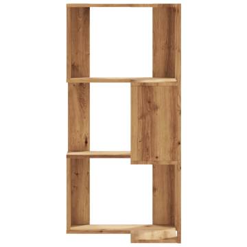  Corner Bookcase 3-Tier Artisian Oak 50x50x102 cm Engineered Wood