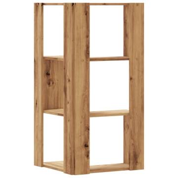  Corner Bookcase 3-Tier Artisian Oak 50x50x102 cm Engineered Wood