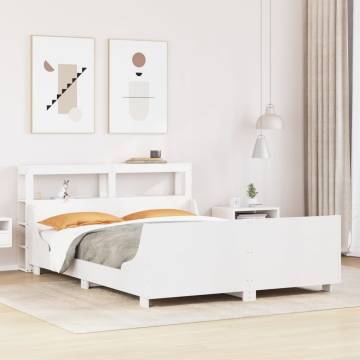  Bed Frame with Headboard White 160x200 cm Solid Wood Pine