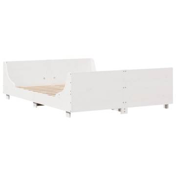  Bed Frame with Headboard White 160x200 cm Solid Wood Pine