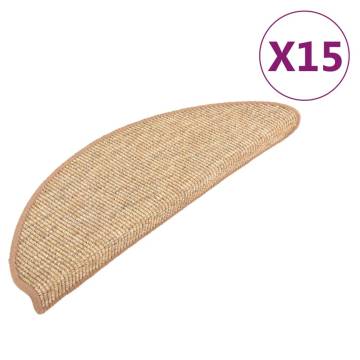  Stair Mats Self-adhesive 15 pcs Light Brown 65x21x4 cm