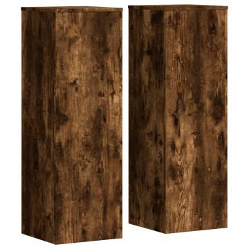  Plant Stands 2 pcs Smoked Oak 33x33x100 cm Engineered Wood