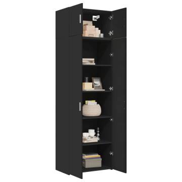  Storage Cabinet Black 70x42.5x225 cm Engineered Wood