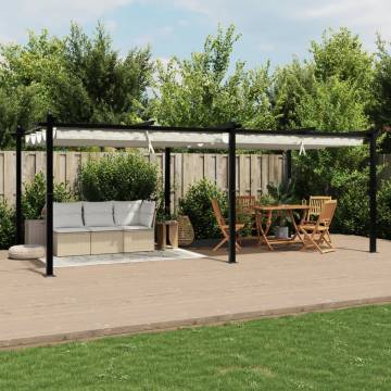  Garden Gazebo with Retractable Roof Cream 3x6 m Aluminium