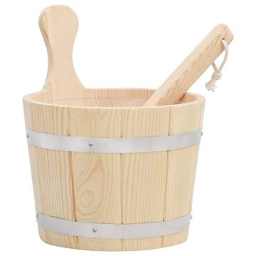 Sauna Bucket and Ladle Set Solid Wood Pine