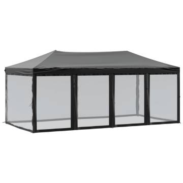  Folding Party Tent with Sidewalls Black 3x6 m