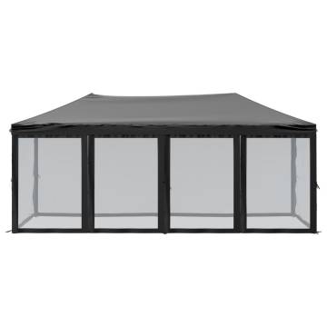  Folding Party Tent with Sidewalls Black 3x6 m