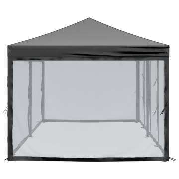  Folding Party Tent with Sidewalls Black 3x6 m