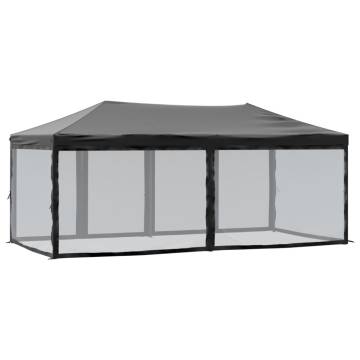  Folding Party Tent with Sidewalls Black 3x6 m